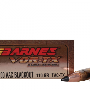 Barnes VOR-TX Ammunition 300 AAC Blackout 110 Grain TAC-TX Polymer Tipped Spitzer Flat Base Lead-Free 500 rounds