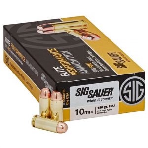 Sig Sauer Elite Performance 10mm Auto 180 grain Full Metal Jacket Brass Cased Centerfire Pistol Ammunition 500 rounds