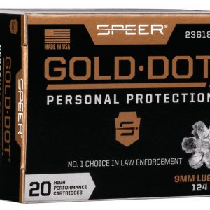 Speer Gold Dot 9mm Luger 124 grain Gold Dot Hollow Point Centerfire 500 rounds