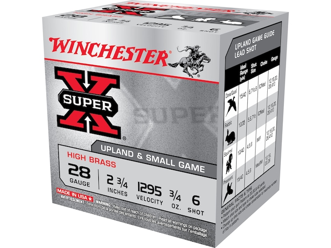 Winchester Super-X High Brass Ammunition 28 Gauge 2-3/4" 3/4 oz #6 Shot 500 rounds